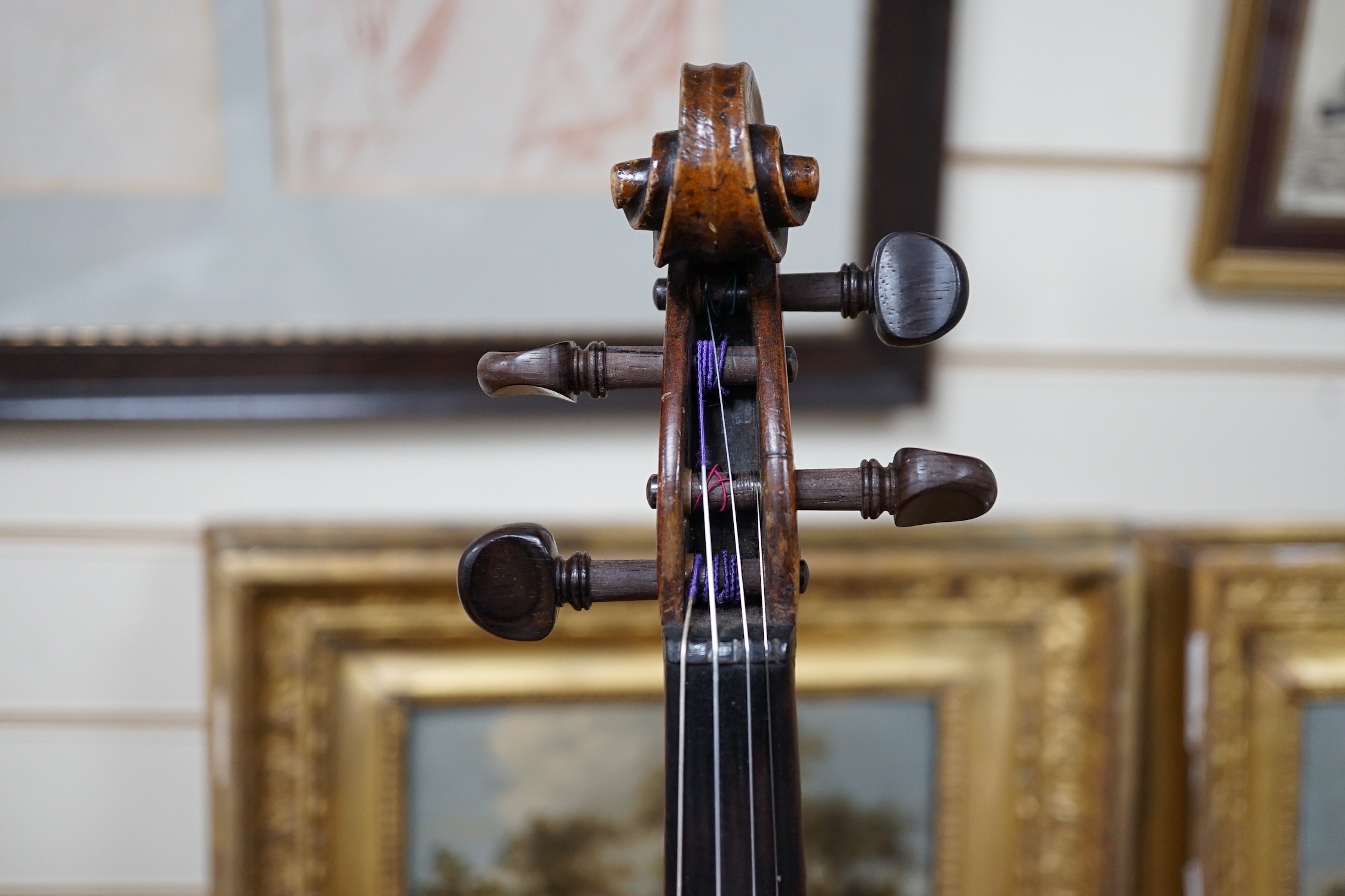 A late 19th century German violin together with an Italian mandolin, (both cased)